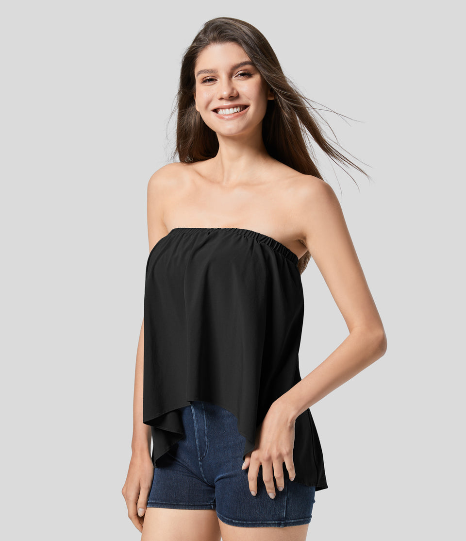 Breezeful™ Plicated High Low Flowy Quick Dry Casual Tube Top