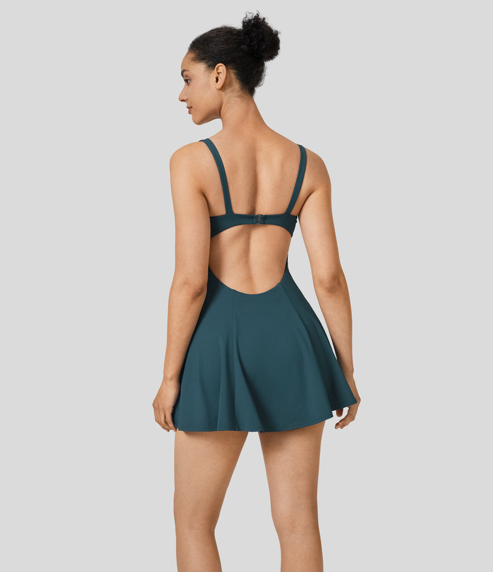 Backless Cut Out 2-in-1 Pocket Quick Dry Mini Slip Tennis Active Dress