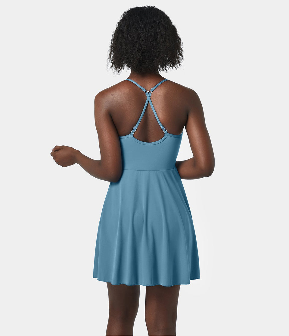 Softlyzero™ Plus Backless Adjustable Strap 2-in-1 Pocket Mini Slip Dance Active Dress-UPF50+