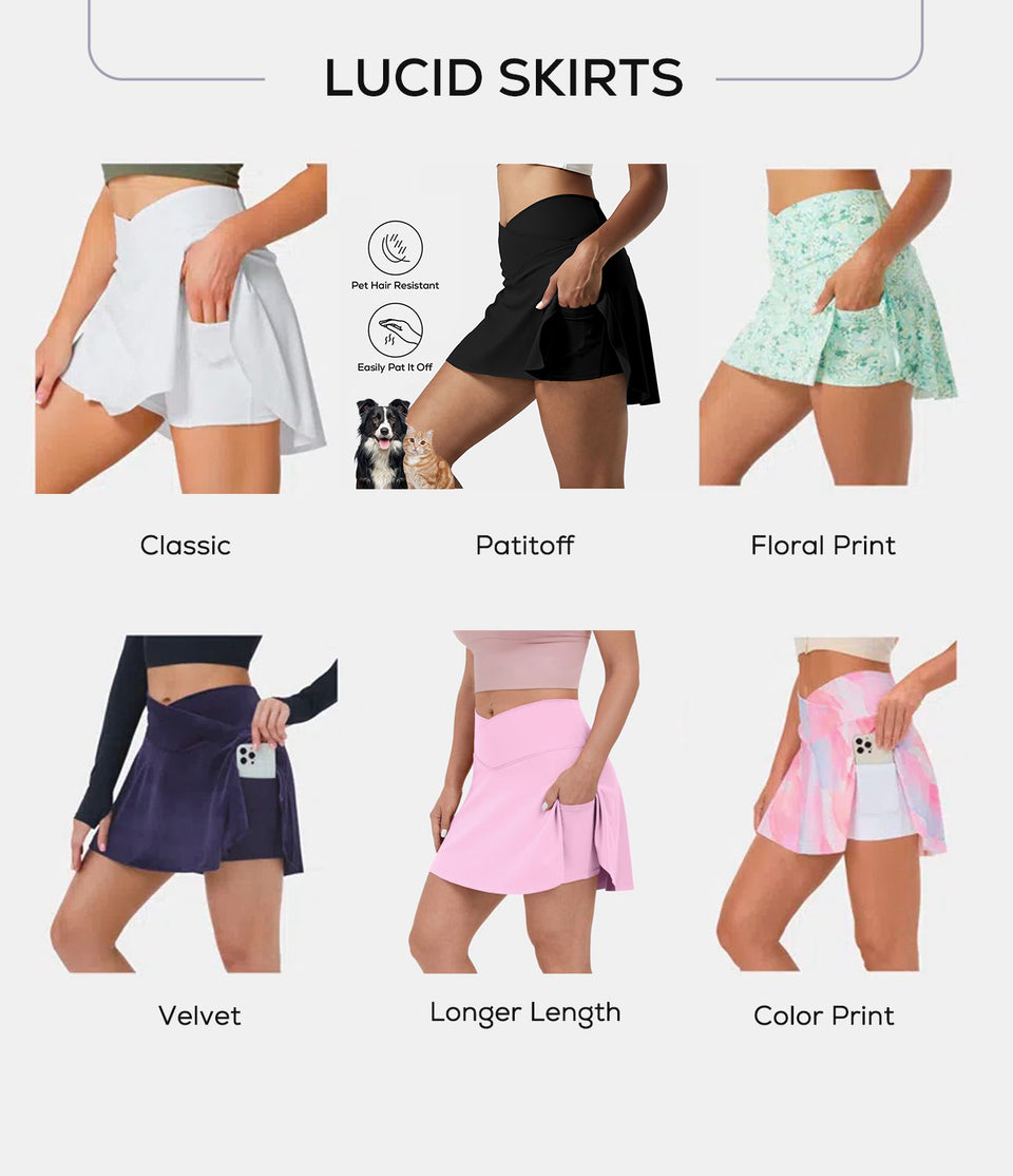 Everyday Softlyzero™ Airy Crossover 2-in-1 Side Pocket Cool Touch Tennis Skirt-Lucid-UPF50+