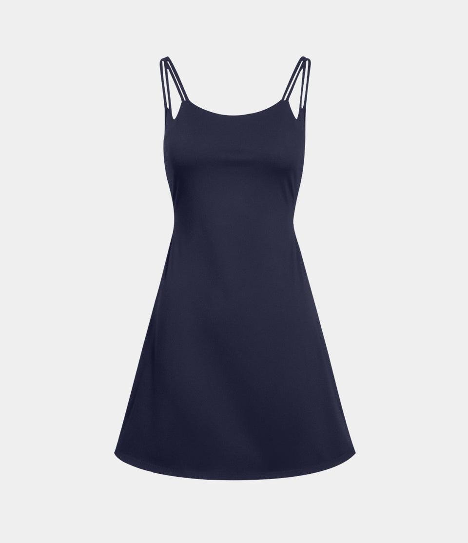 Softlyzero™ Plush Double Straps Backless Twisted 2-Piece Pocket Slip Dance Active Dress