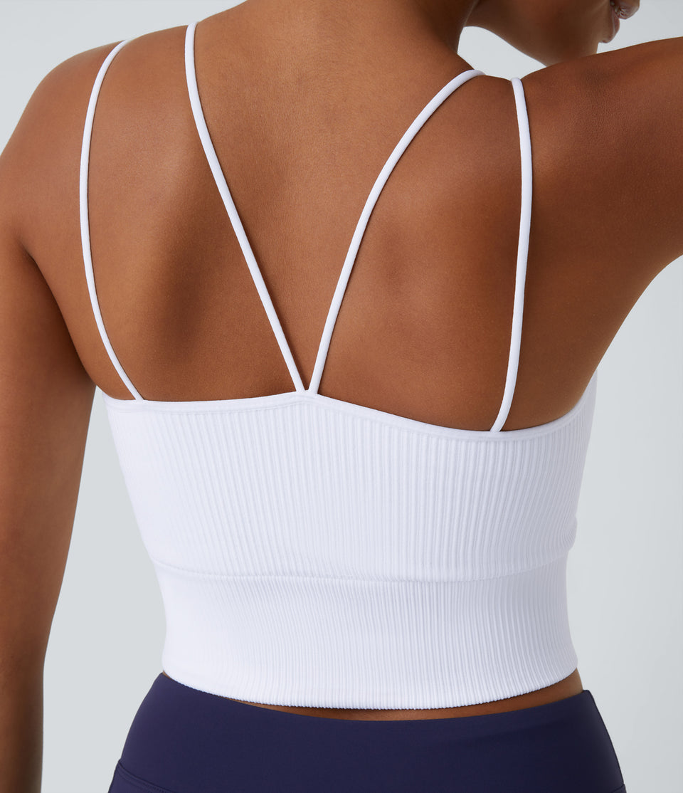 Seamless Flow Double Straps V Back Cropped Running Cami Top