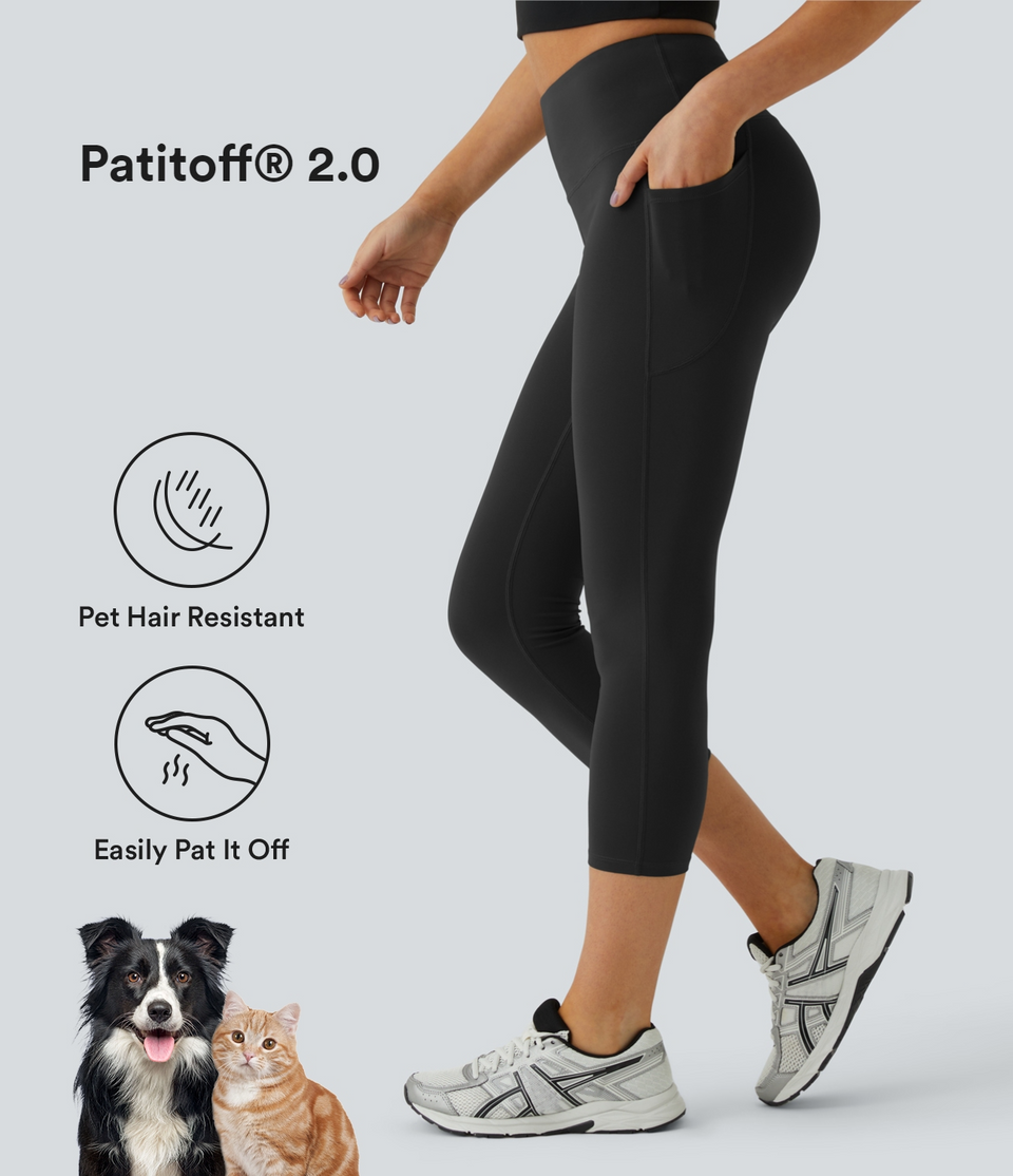 Patitoff® 2.0 Pet Hair Resistant High Waisted Side Pocket Capri Yoga Leggings