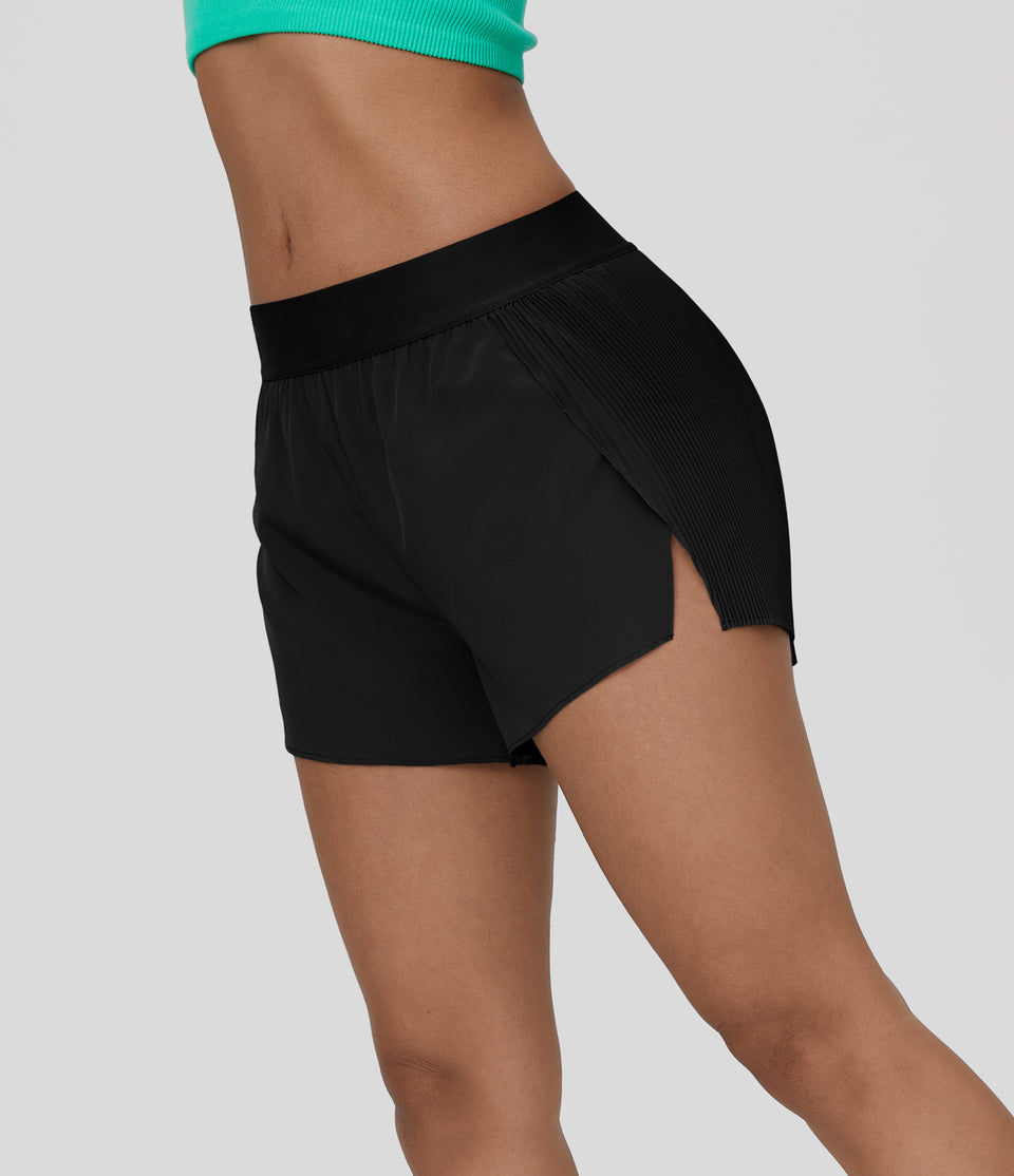 Breezeful™ Mid Rise Plisse Split Hem 2-in-1 Quick Dry Running Shorts