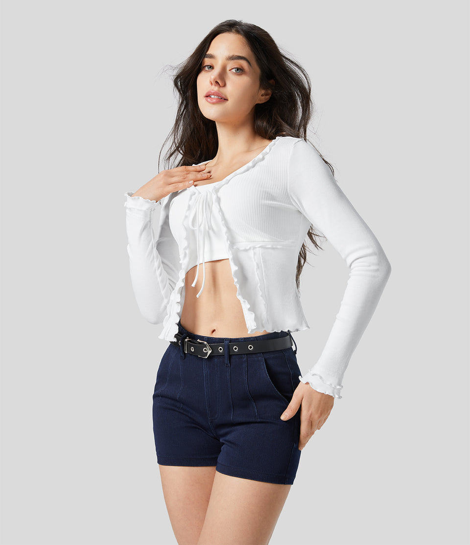 HalaraMagic™ Mid Rise Side Pocket Stretchy Knit Denim Casual Shorts 3''