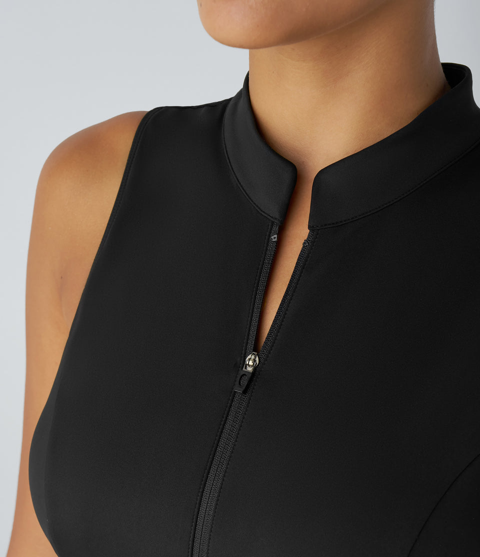 Softlyzero™ Airy Half Zip Sleeveless Contrast Mesh 2-in-1 Cool Touch Mini Golf Active Dress-Golf Tee Pocket