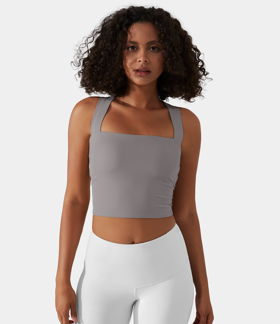 Softlyzero™ Airy Backless Padded Crisscross Tie Back Cool Touch Workout Cropped Tank Top