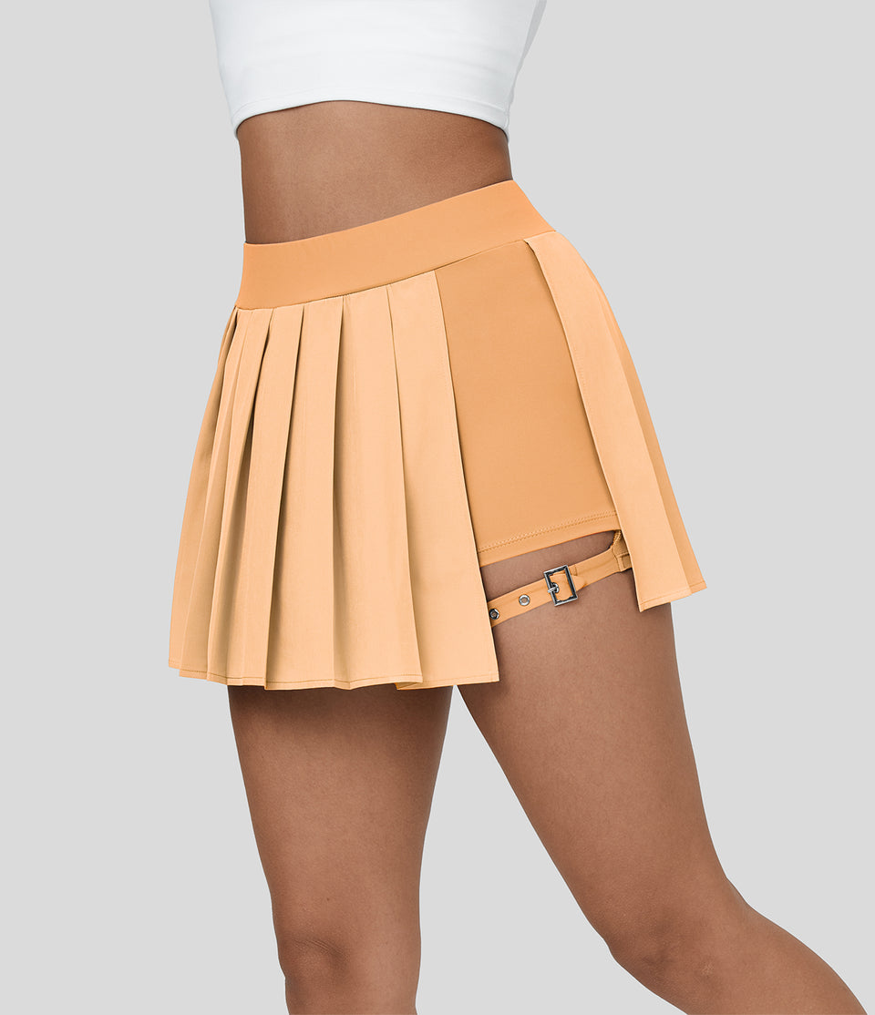 Breezeful™ High Waisted Pleated 2-in-1 Side Pocket Adjustable Buckle Mini Quick Dry Party Skirt