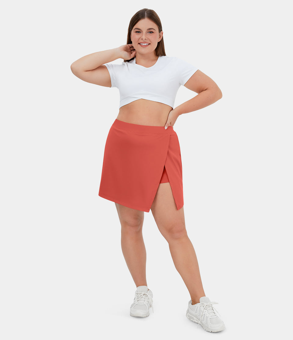 Softlyzero™ Airy Side Cut 2-in-1 Side Pocket Plus Size Cool Touch Tennis Skirt-Purity-UPF50+
