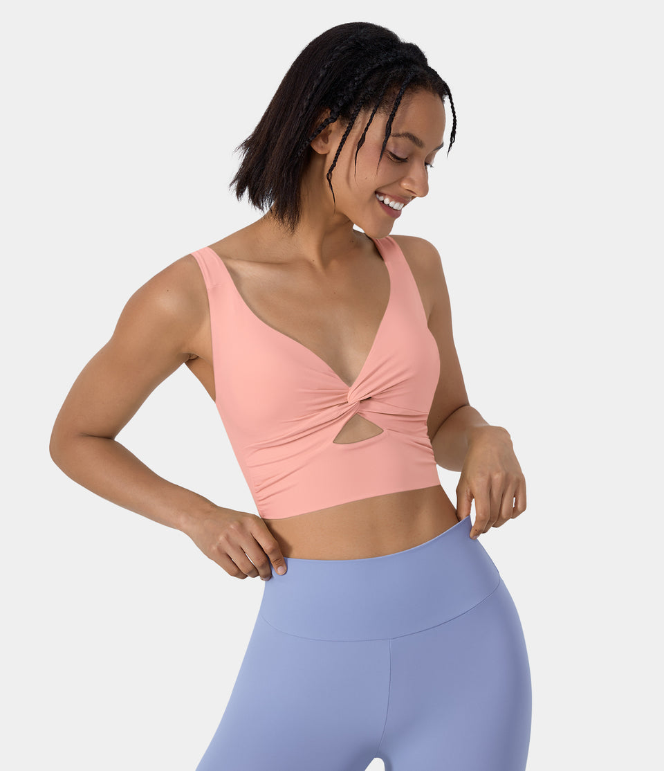 Softlyzero™ Airy Low Support Twisted Cut Out Backless Cool Touch Barre Ballet Dance Sports Bra-UPF50+