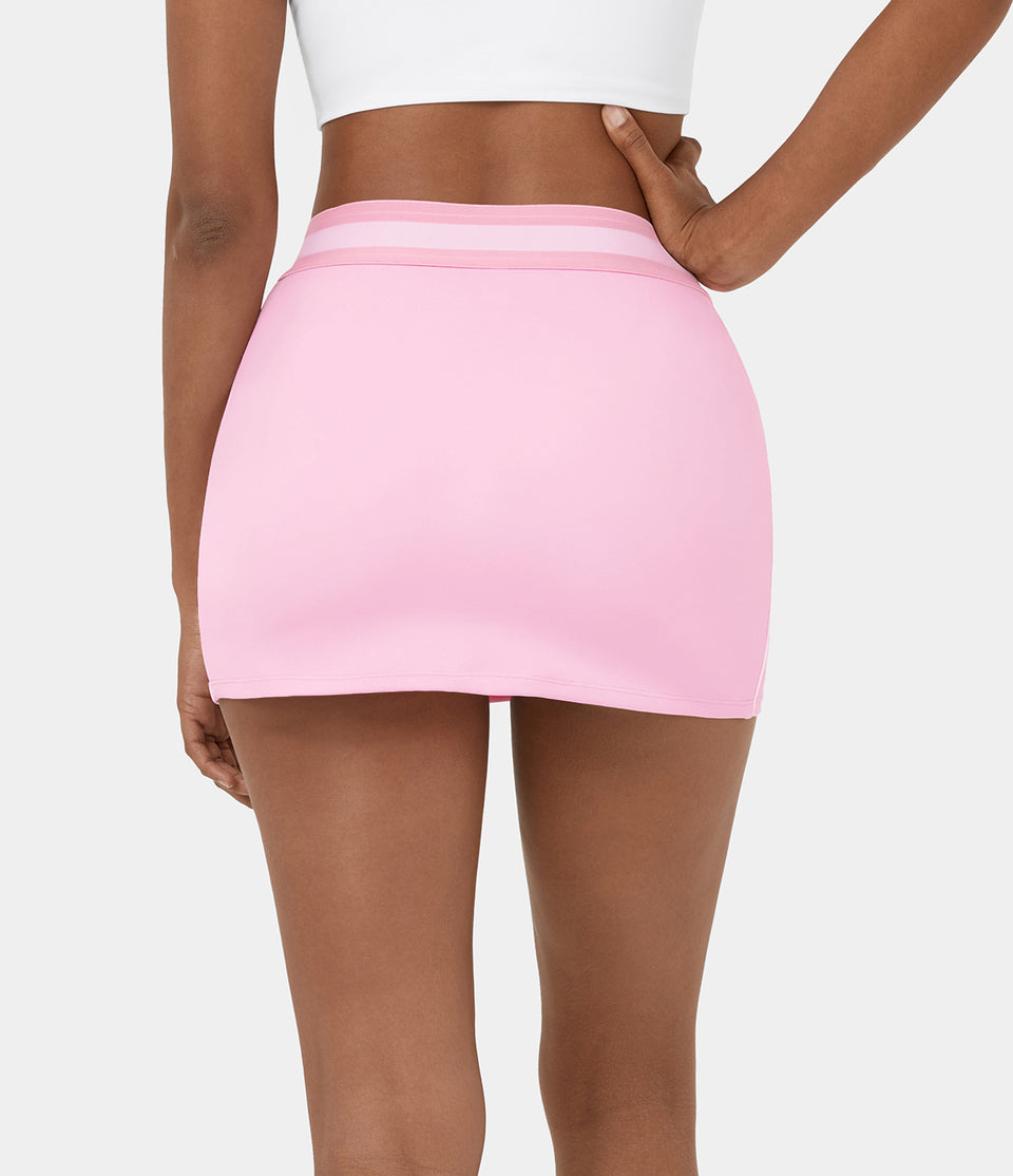 Softlyzero™ Airy High Waisted 2-in-1 Bodycon Color Block Micro Mini Cool Touch Tennis Skirt-UPF50+