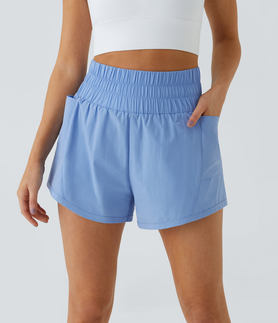 High Waisted Side Pocket 2-in-1 Workout Shorts