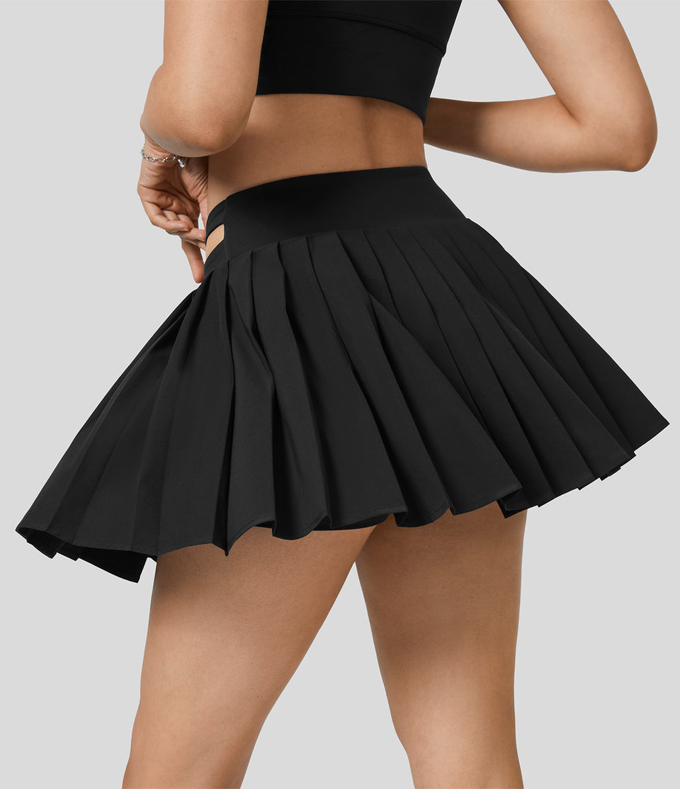 Breezeful™ High Waisted Adjustable Buckle 2-in-1 Side Pocket Split Pleated Mini Quick Dry Dance Skirt