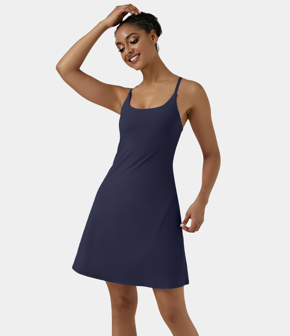 Softlyzero™ Airy Backless Cut Out Adjustable Strap 2-in-1 Pocket Cool Touch Longer Active Dress-UPF50+