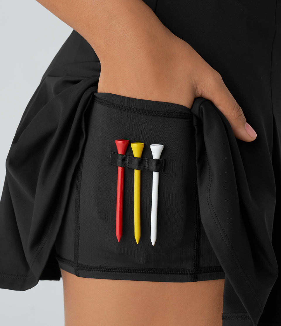 Softlyzero™ Airy Half Zip Sleeveless Contrast Mesh 2-in-1 Cool Touch Mini Golf Active Dress-Golf Tee Pocket