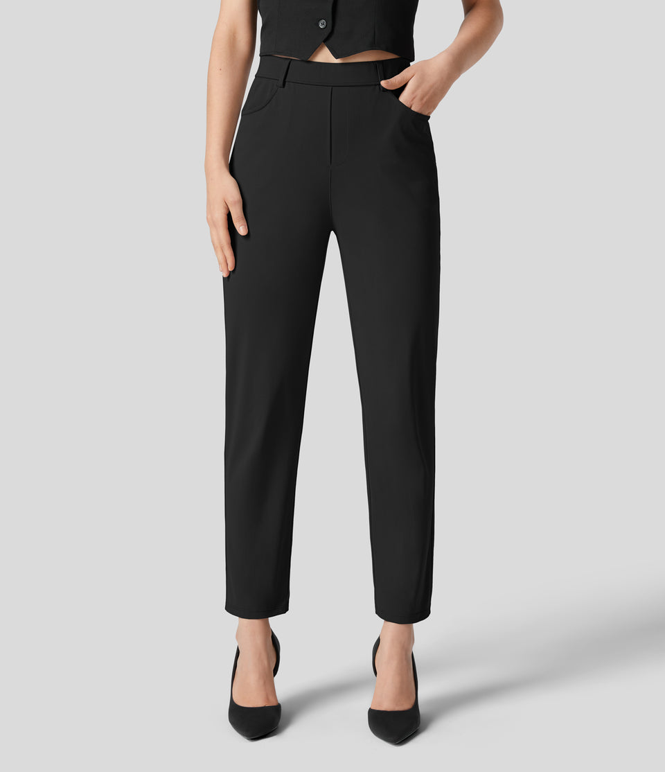 High Waisted Multiple Pockets Work Tapered Pants