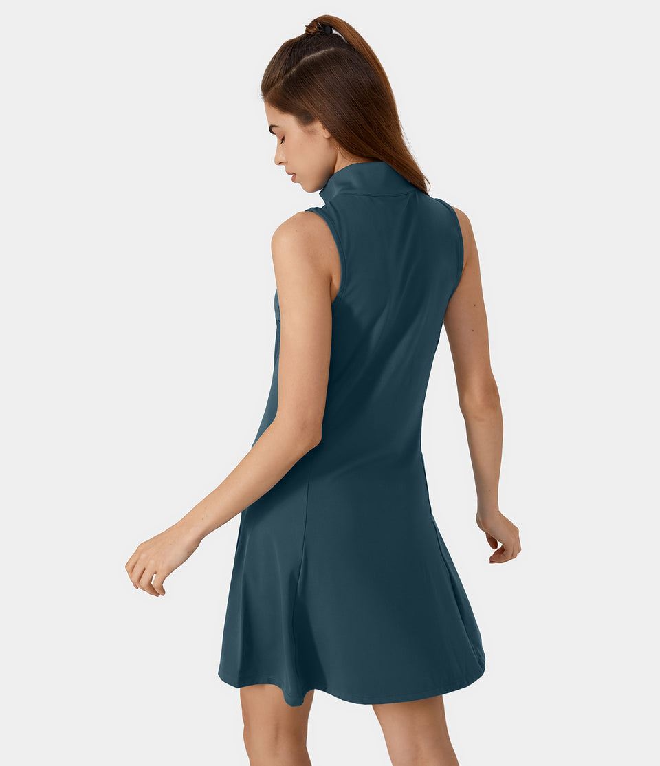 Softlyzero™ Airy Stand Collar Zipper 2-Piece Pocket Cool Touch Mini Golf Active Dress-UPF50+