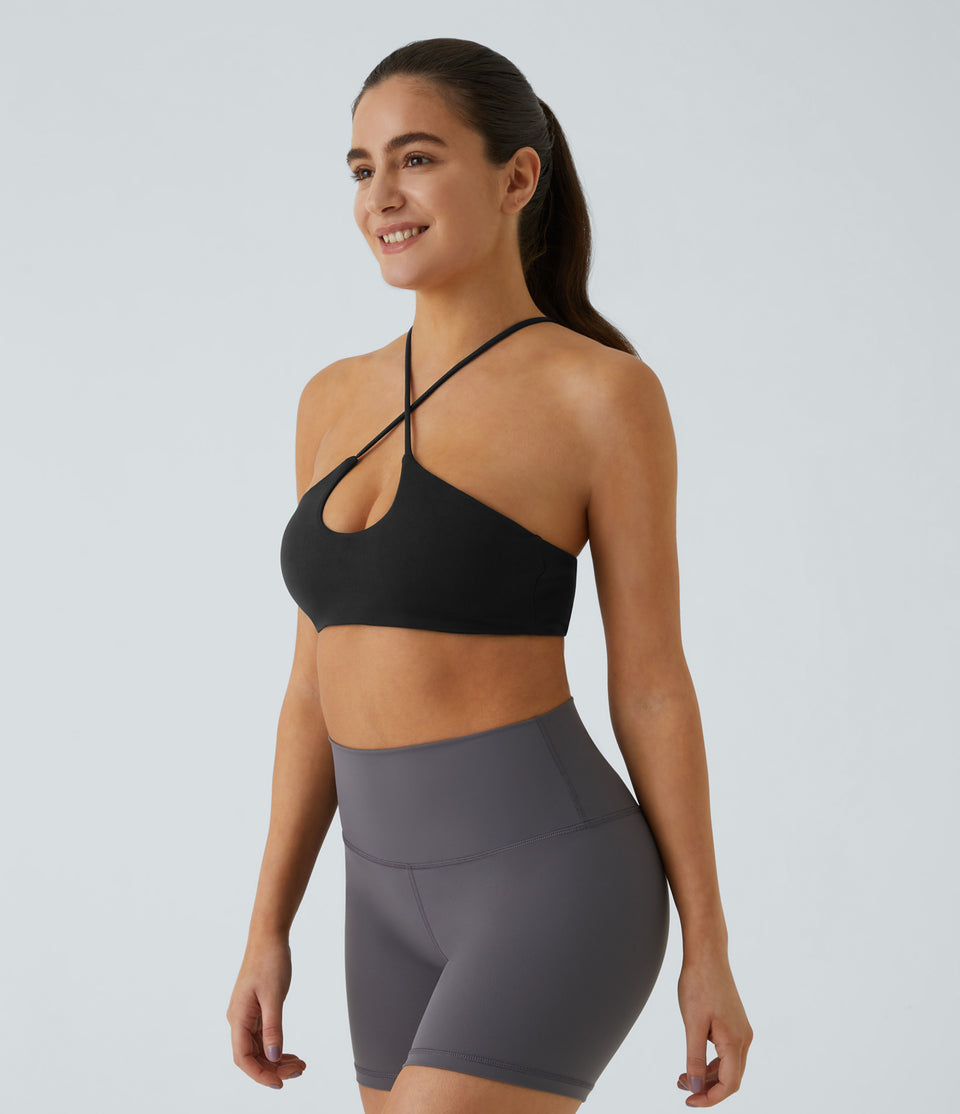 Low Support Backless Crisscross Cut Out Yoga Sports Bra