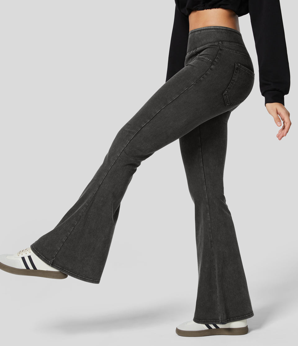 HalaraMagic™ High Waisted Back Side Pocket Stretchy Knit Work Flare Jeans