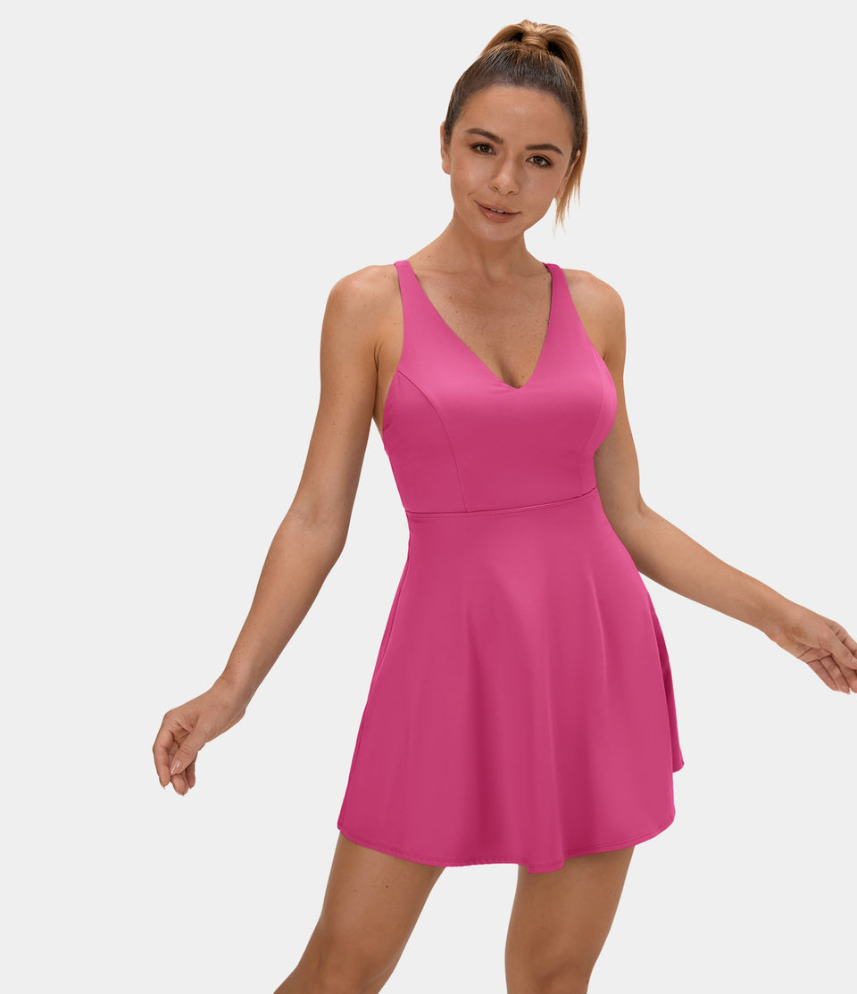 Softlyzero™ Plush Backless Crisscross 2-Piece Pocket Dance Active Dress-UPF50+