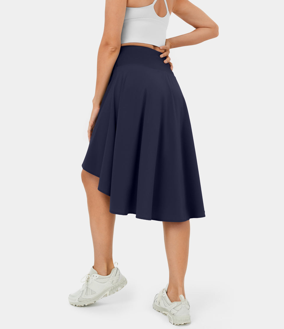 Breezeful™ High Waisted Asymmetric Ruffle High Low Flowy 2-in-1 Quick Dry Dance Skirt