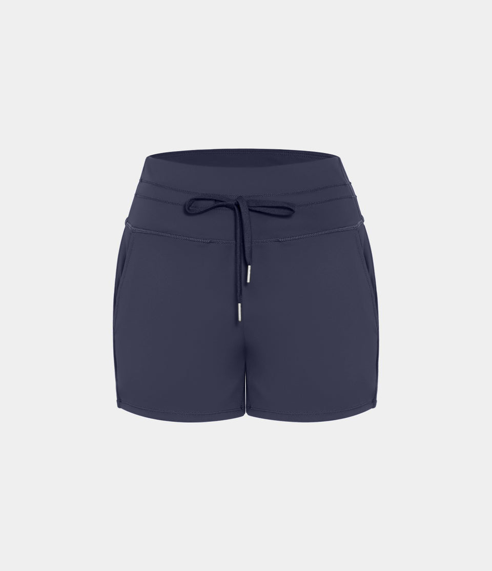 Softlyzero™ Airy High Waisted Drawstring Side Pocket Plain Cool Touch Shorts 3''-UPF50+