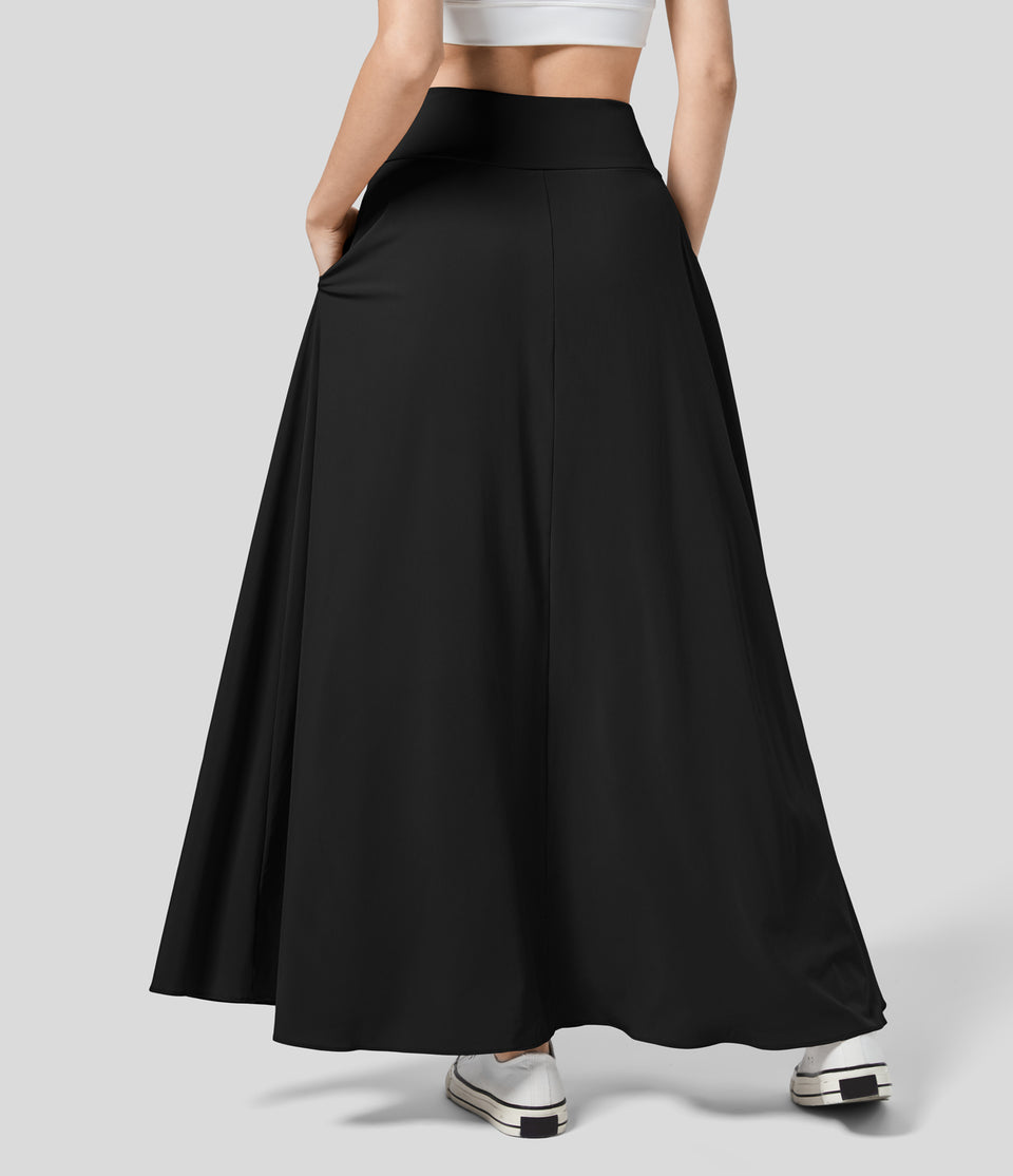 Breezeful™ High Waisted Side Pocket 2-in-1 Split Flowy Quick Dry Casual Maxi Skirt