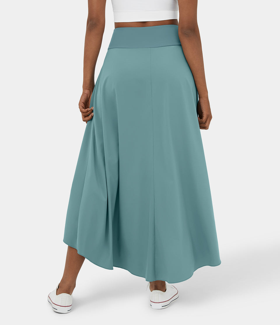 Breezeful™ High Waisted High Low Ruffle 2-in-1 Flowy Quick Dry Casual Regular Maxi Skirt