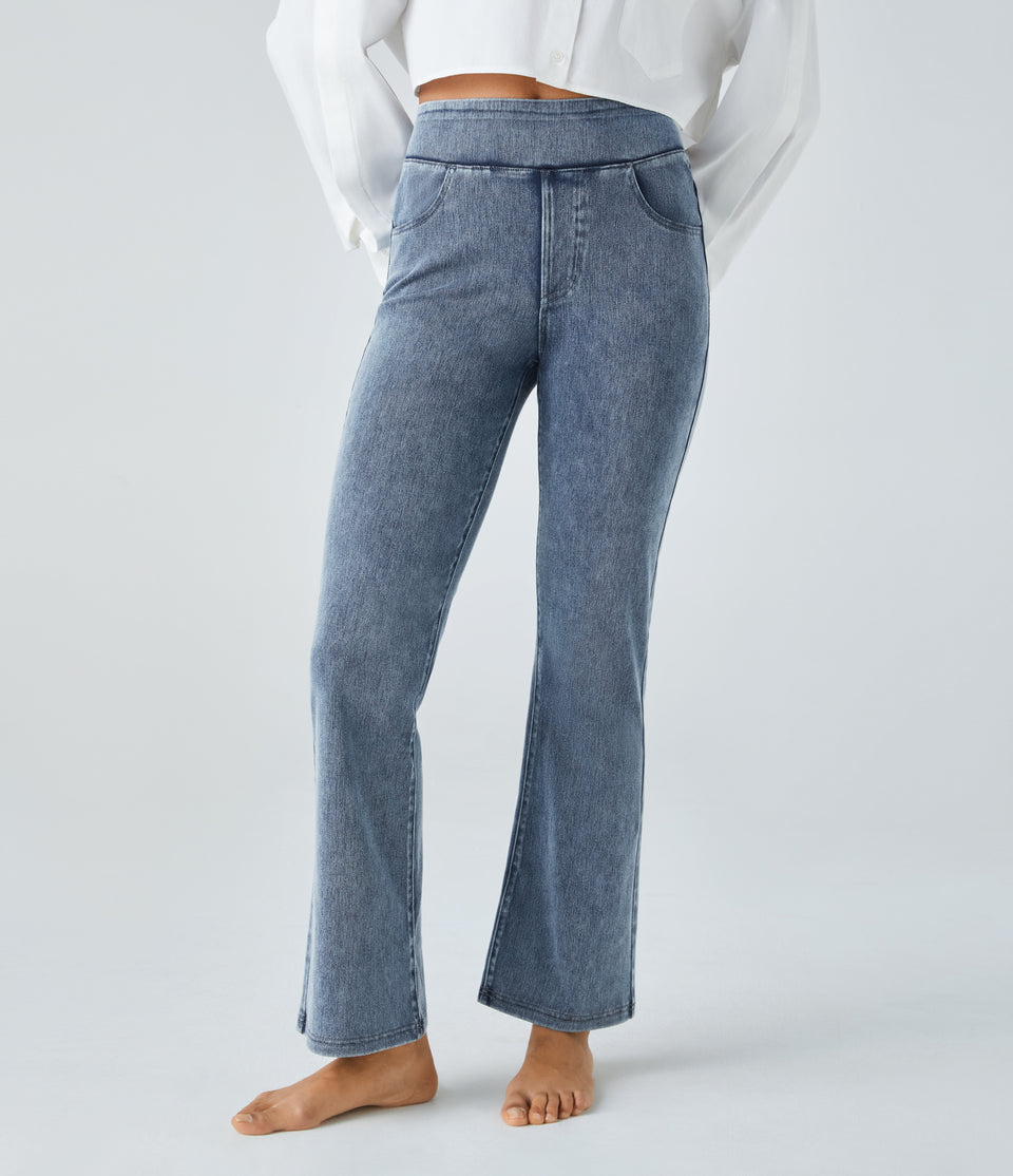 HalaraMagic™ High Waisted Multiple Pockets Stretchy Knit Casual Bootcut Jeans