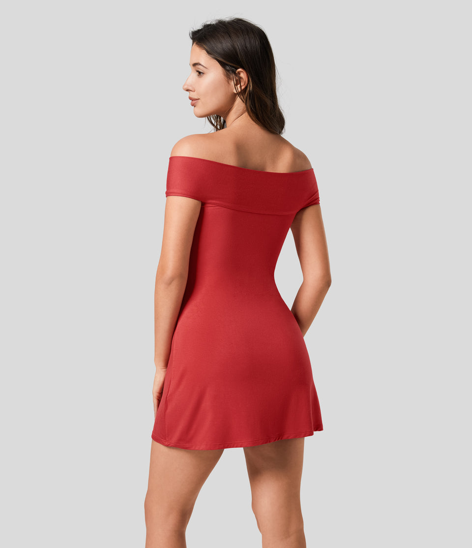 Off Shoulder Twisted Ruched Mini Party Dress