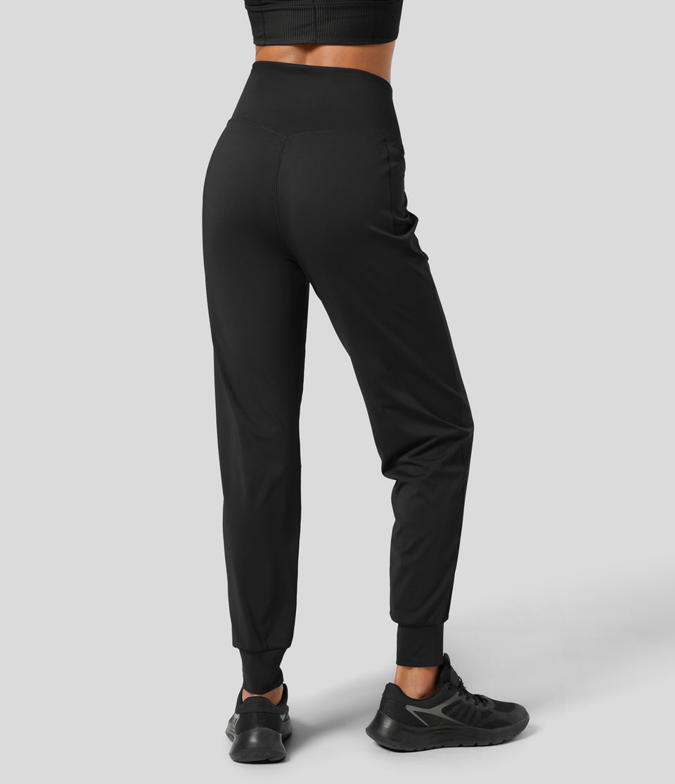 SoCinched High Waisted Tummy Control Side Pocket Quick Dry Running Joggers