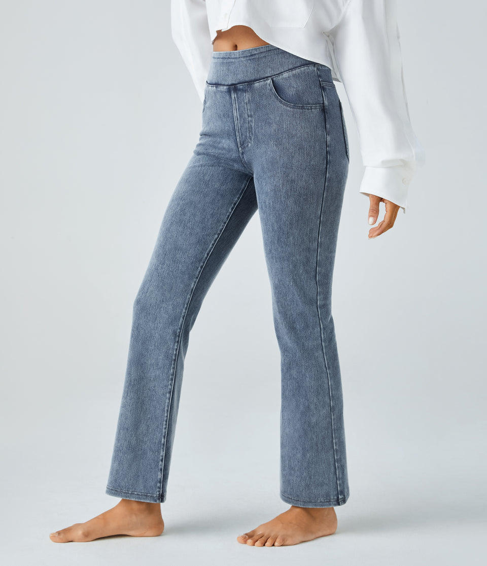 HalaraMagic™ High Waisted Multiple Pockets Stretchy Knit Casual Bootcut Jeans