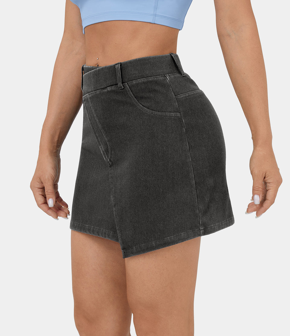 HalaraMagic™ High Waisted A Line Stretchy Knit Denim Mini Casual Skirt