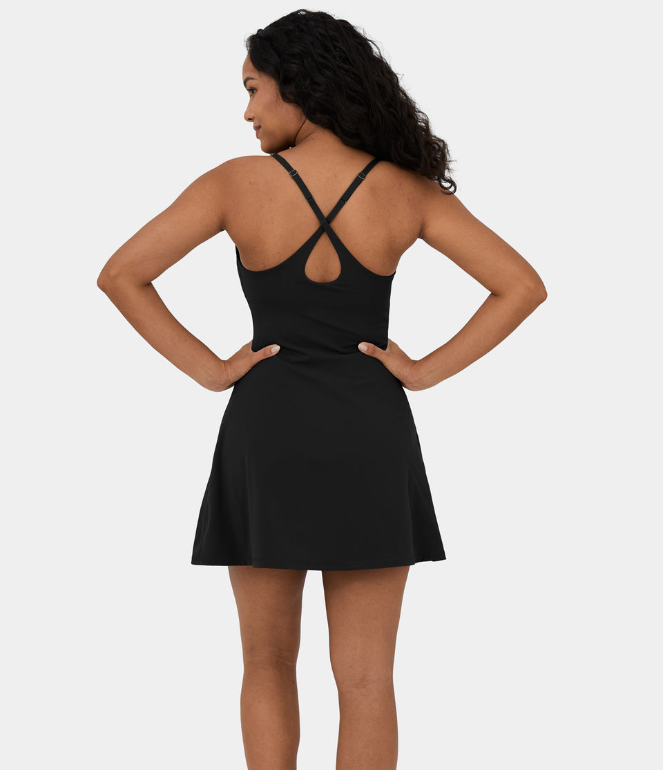 Softlyzero™ Plush Backless Adjustable Strap 2-in-1 Pocket A Line Mini Tennis Active Dress