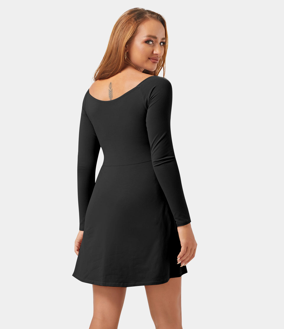 Long Sleeve 2-in-1 Pocket Mini Tennis Active Dress