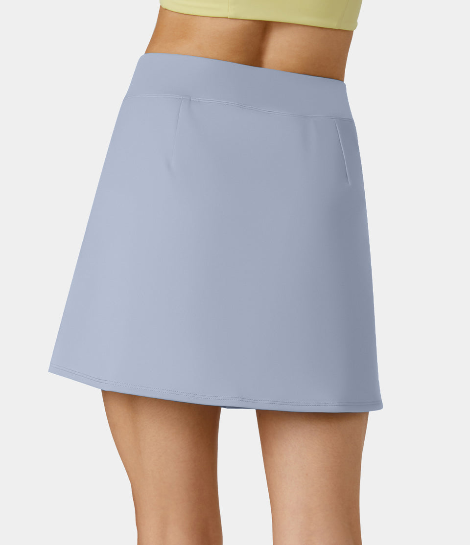 High Waisted 2-in-1 Pocket Mini Pleated Golf Skirt-Golf Tee Pocket