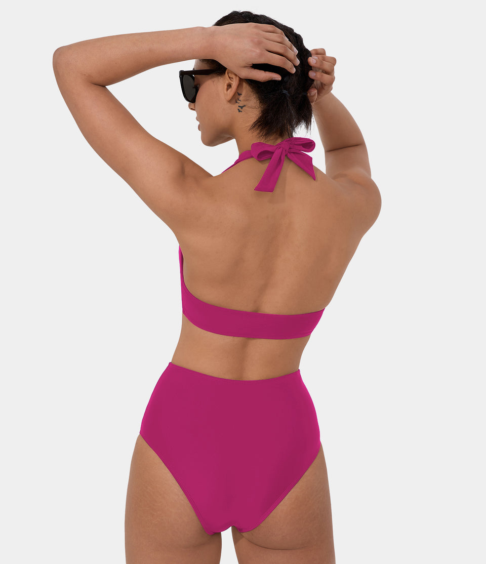 Adjustable Halter Backless Bikini Top Swimsuit