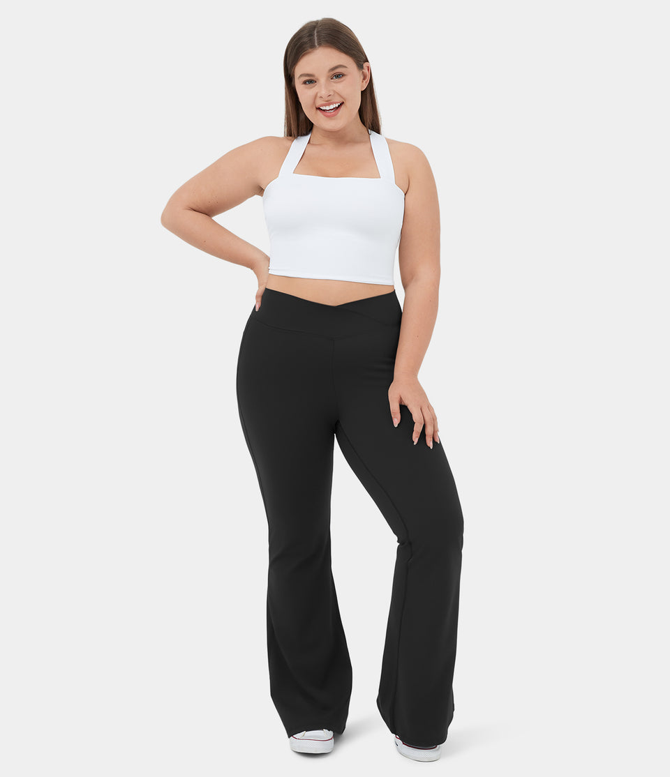 Softlyzero™ Airy Backless Padded Crisscross Tie Back Cropped Plus Size Cool Touch Yoga Sports Top