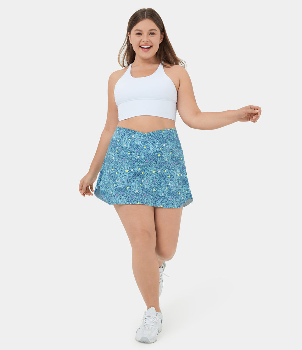 Everyday Crossover Side Pocket 2-in-1 Plus Size Tennis Skirt-Lucid
