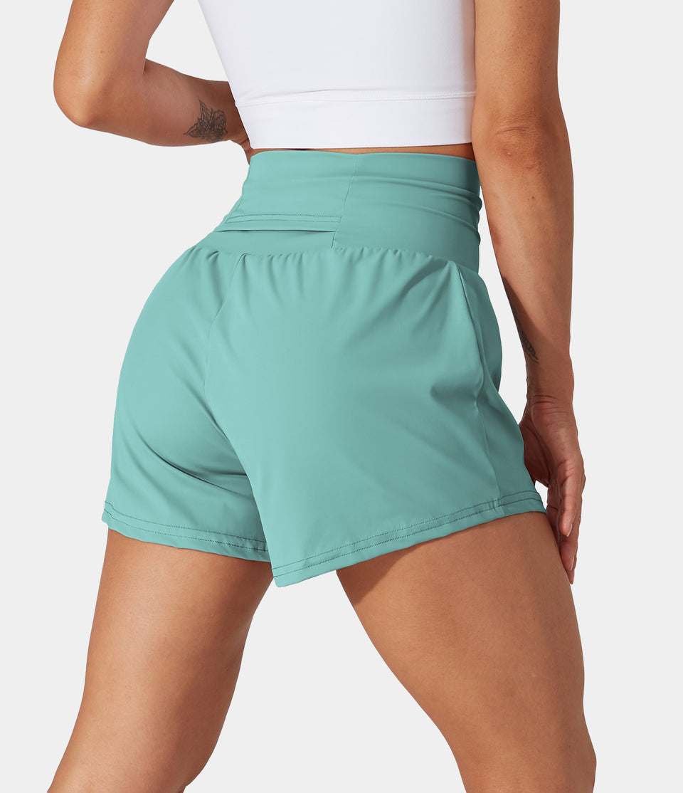 Super High Waisted Back Pocket & Side Hidden Pocket 2-in-1 Yoga Shorts 2.5"