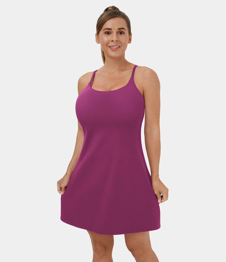 Softlyzero™ Plush Backless 2-in-1 Pocket Mini Yoga Active Dress-UPF50+