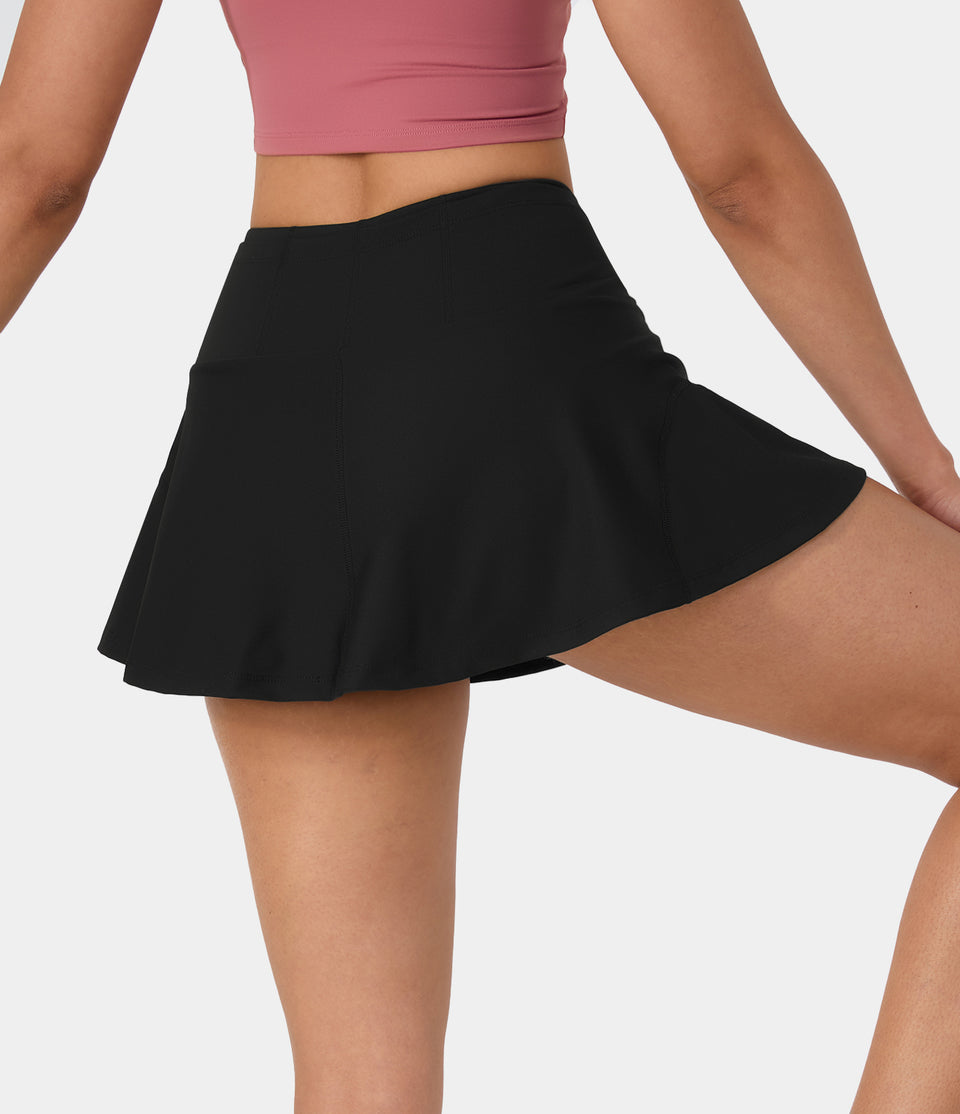 Softlyzero™ Airy Side & Back Waistband Pocket 2-in-1 Flare Cool Touch Tennis Skirt-UPF50+
