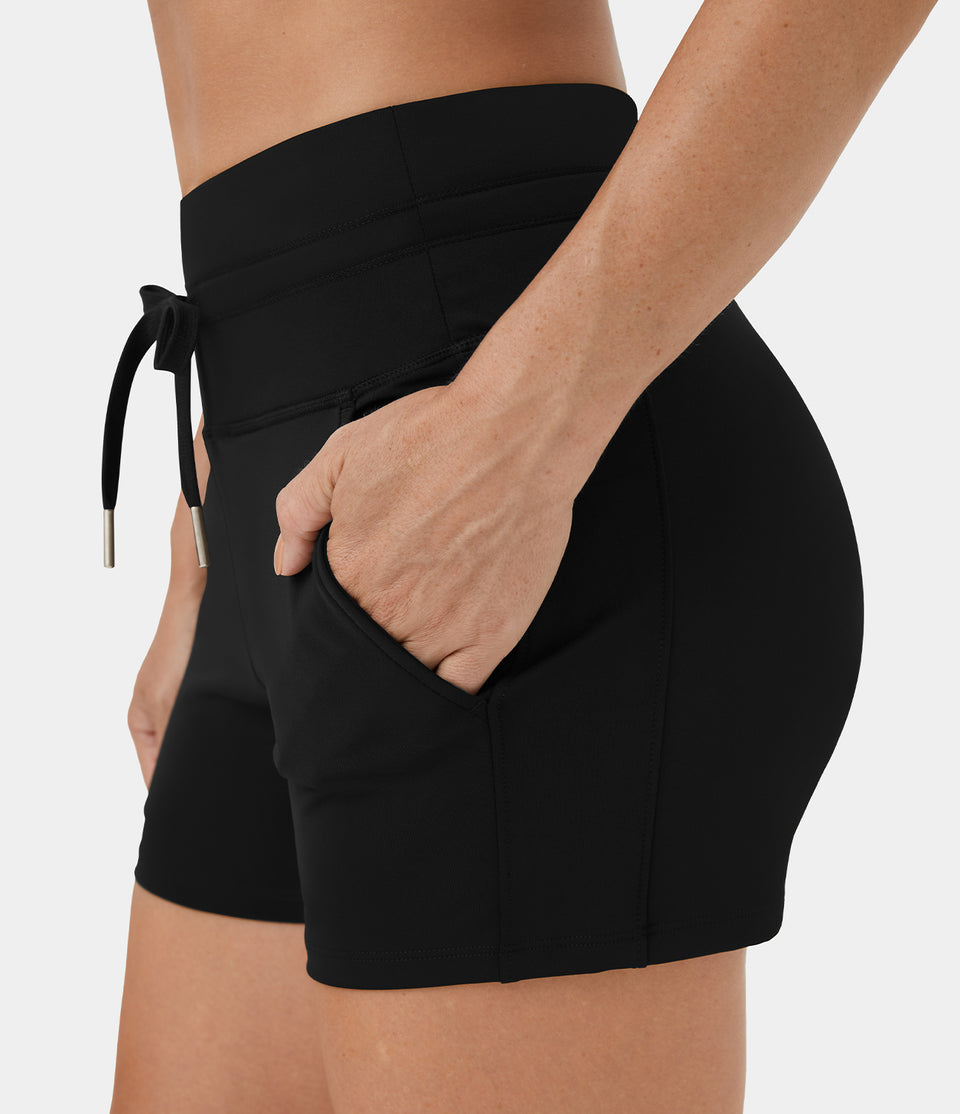 Softlyzero™ Airy High Waisted Drawstring Side Pocket Plain Cool Touch Shorts 3''-UPF50+