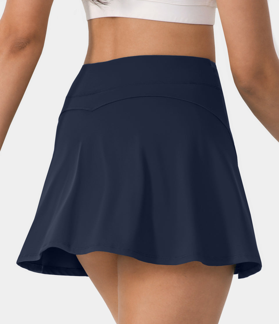 Solid Hidden Side Pocket 2-in-1 Tennis Skirt