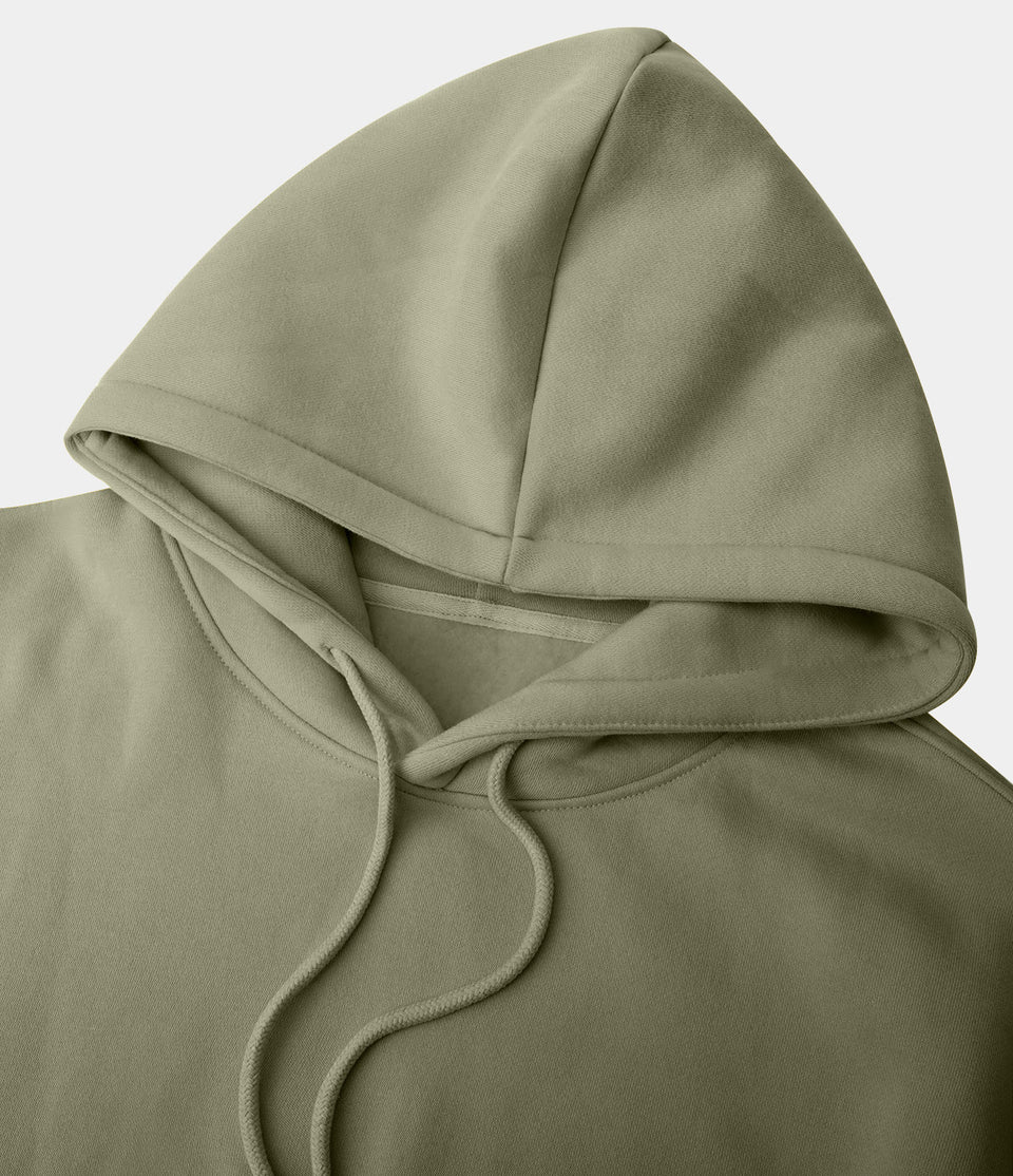 Hooded Drawstring Dropped Shoulder Kangaroo Pocket Fleece Hoodie Sweatshirt