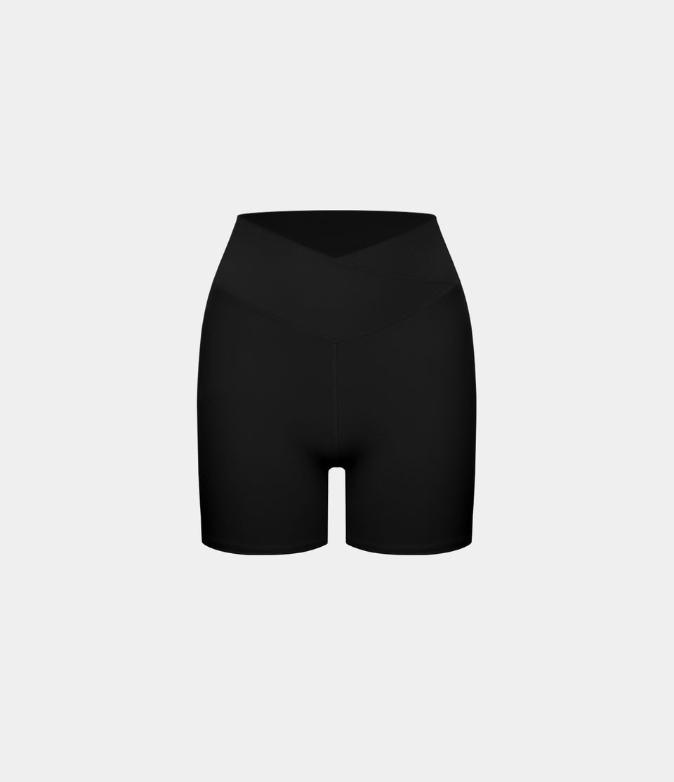 Softlyzero™ Plush High Waisted Crossover Ruched Yoga Shorts 5''-UPF50+