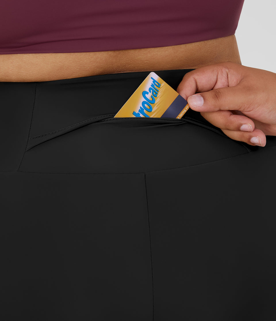 Back Pocket Plus Side Hidden Pocket 2-in-1 Gym Plus Size Shorts 3.5''