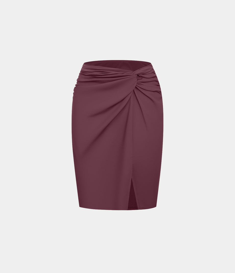 Twisted Split Hem Bodycon Mini Casual Skirt-Front and Back Wearable
