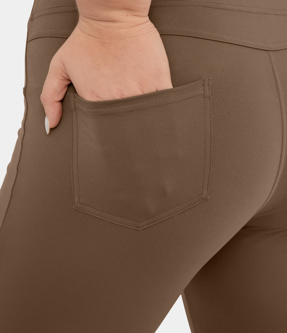 High Waisted Back Pocket Flare Yoga Plus Size Leggings