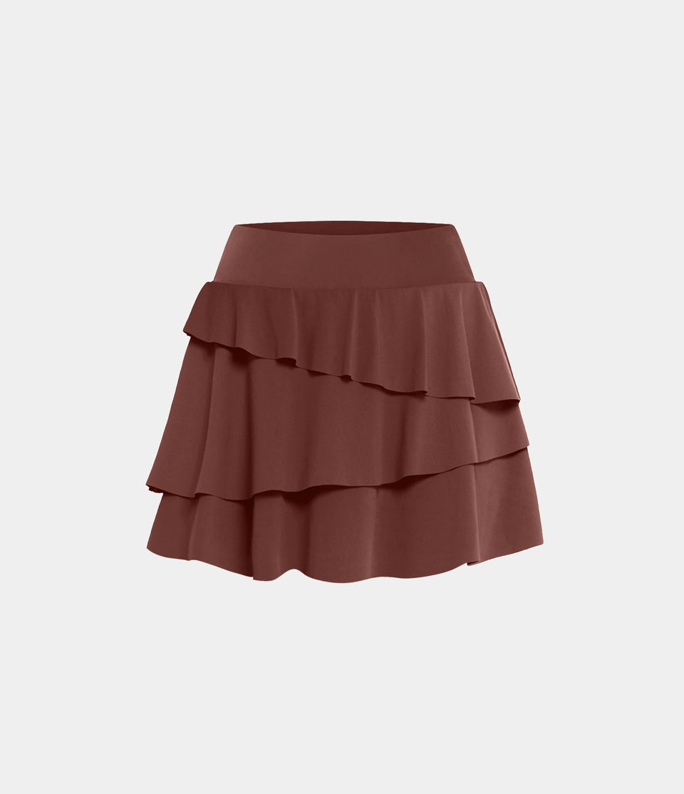 Everyday High Waisted 2-in-1 Tennis Skirt-Truffle